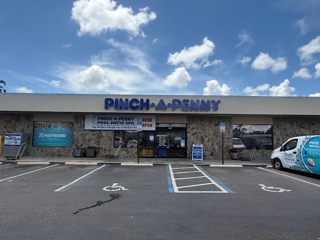 Large illuminated channel letters for Pinch-A-Penny pool supply store by Quality Signs Florida